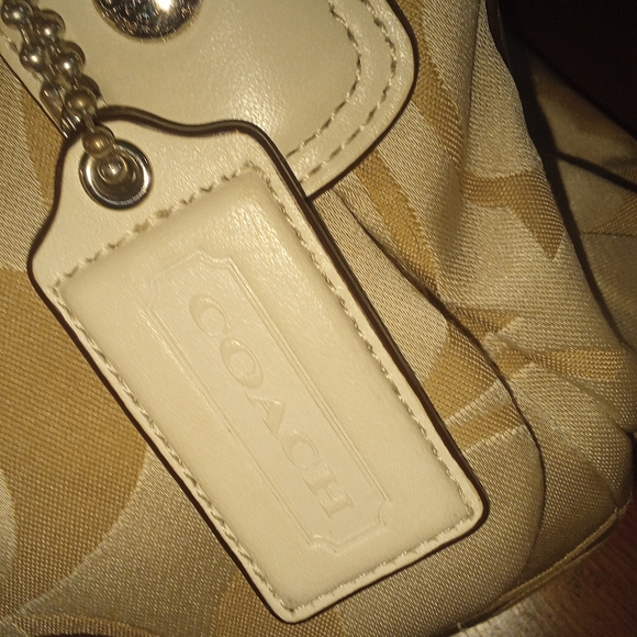 Coach Cream Satchel with Signature Design - Picture 9 of 14